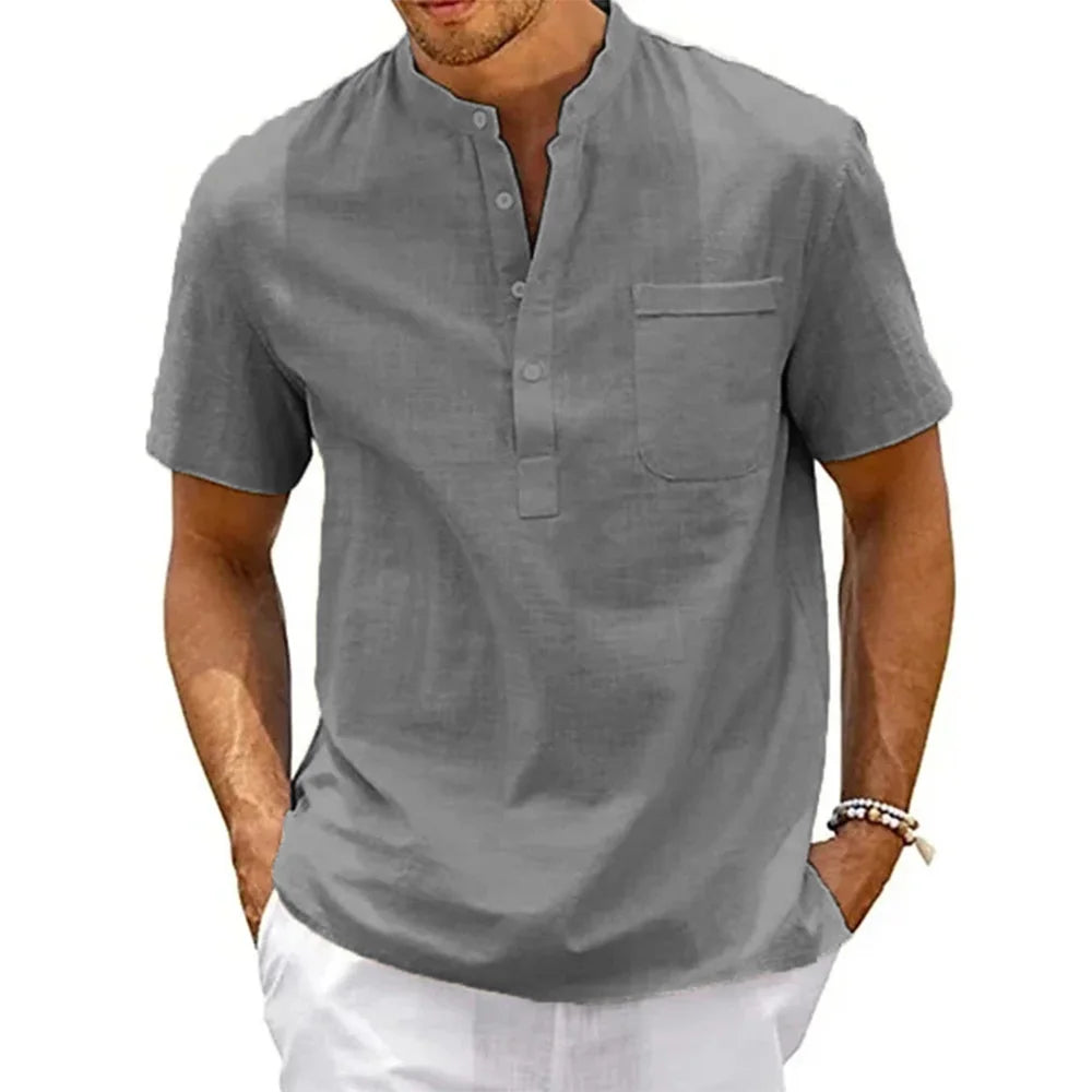 Classic,casual Cotton Linen Henley
