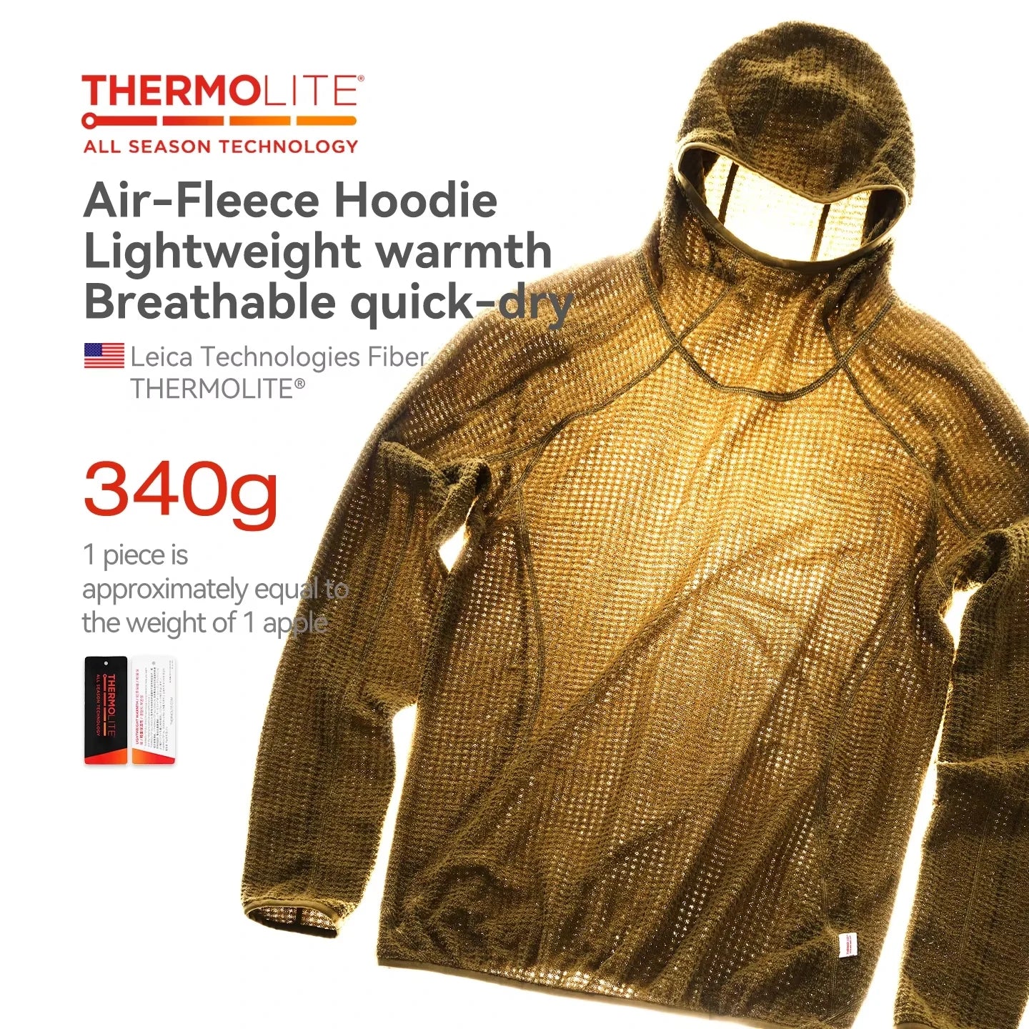 Thermolite® Thermal Hoodie, Fleece Hoodie, Unisex, Lightweight Warm